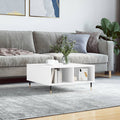 Coffee Table White Storage Shelf Modern Living Room 60X60Cm Concrete Grey Black