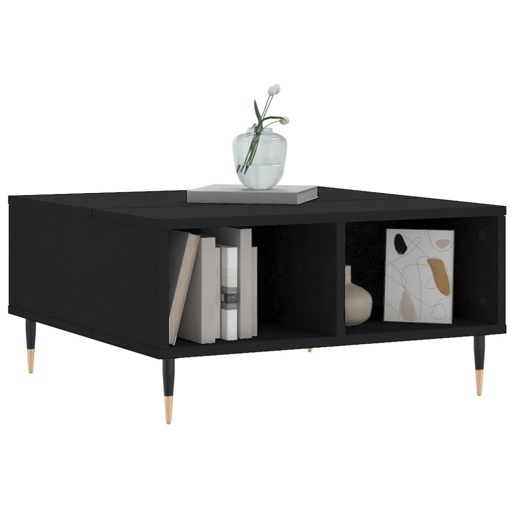 Coffee Table White Storage Shelf Modern Living Room 60X60Cm Concrete Grey Black