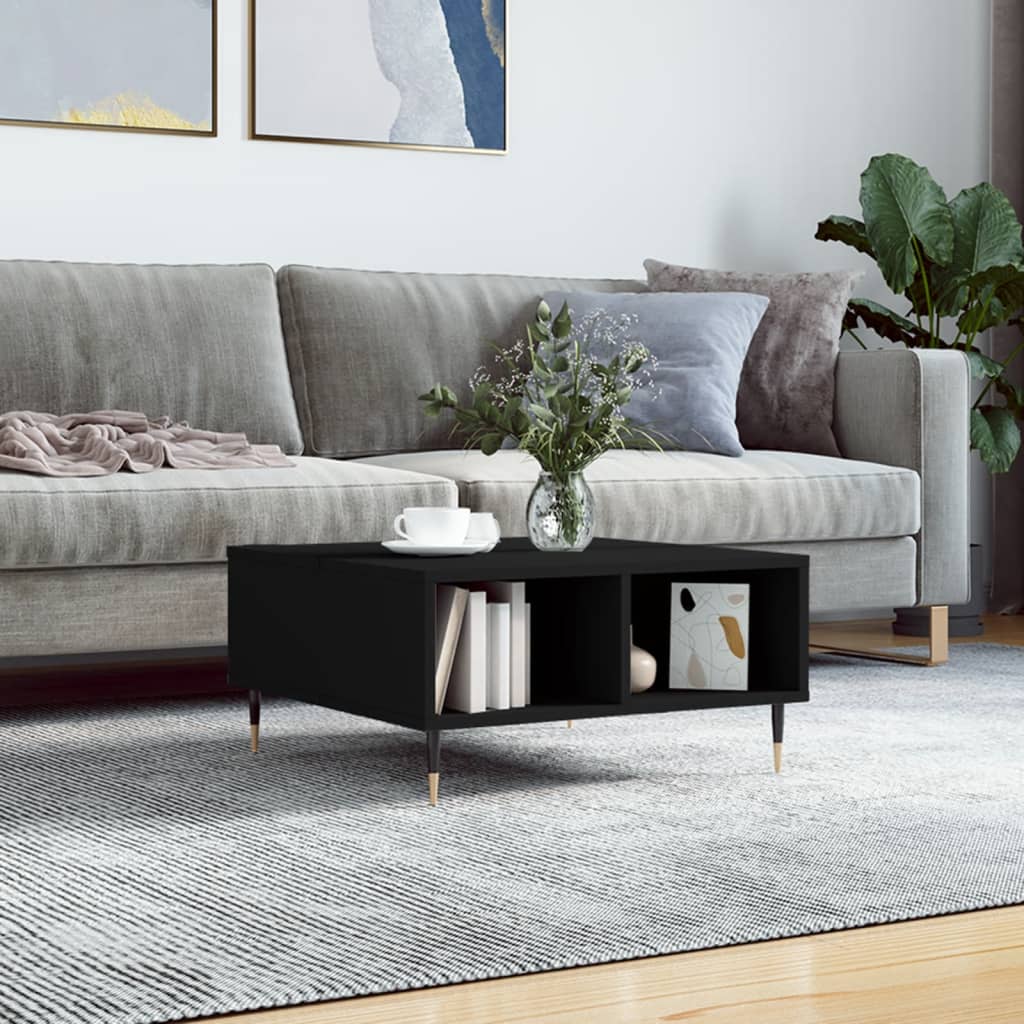 Coffee Table White Storage Shelf Modern Living Room 60X60Cm Concrete Grey Black