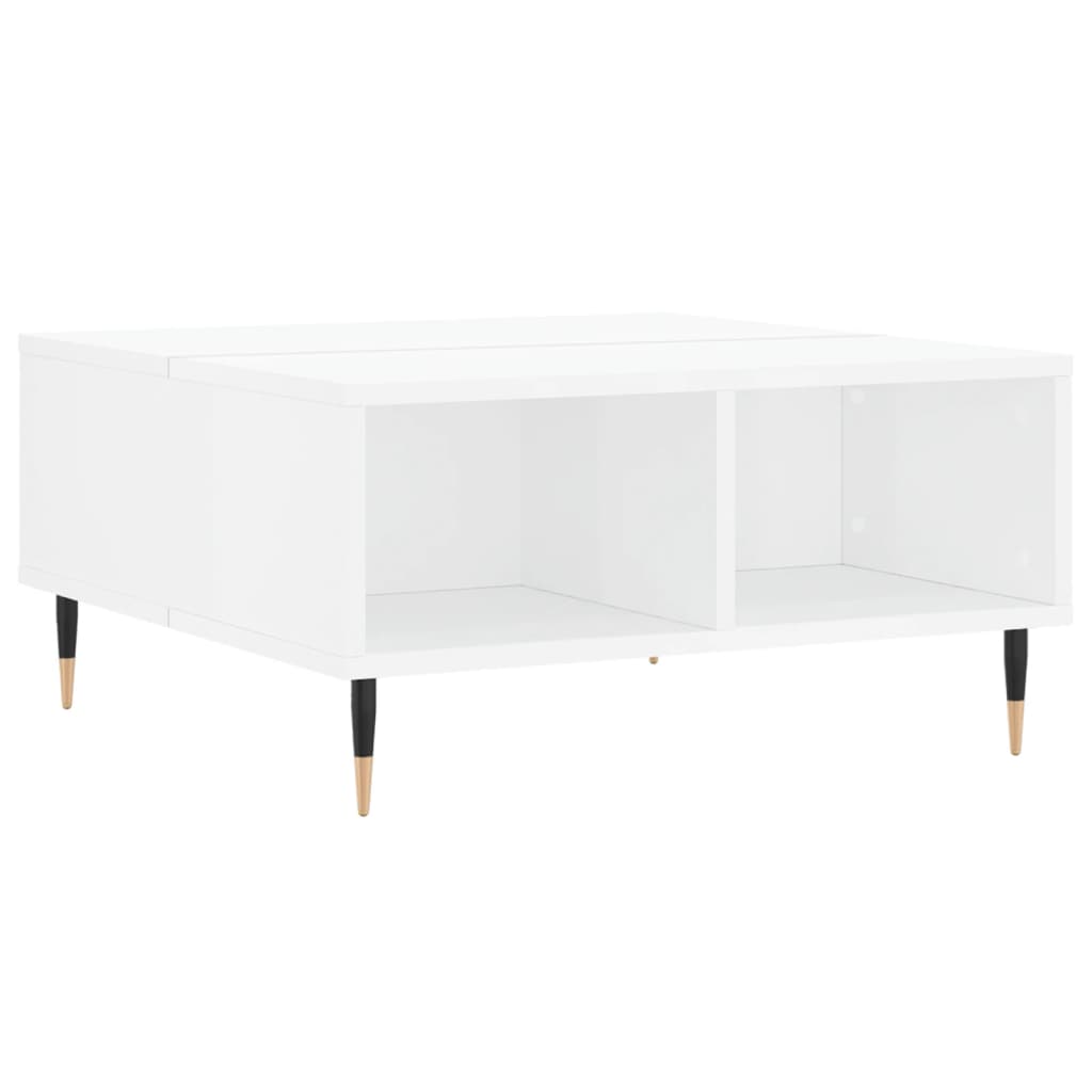 Coffee Table White Storage Shelf Modern Living Room 60X60Cm Concrete Grey Black