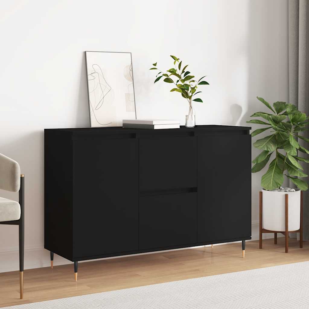 Sideboard 101.5X35X70 Cm Engineered Wood Black Oak Grey Sonoma Concrete Grey 101