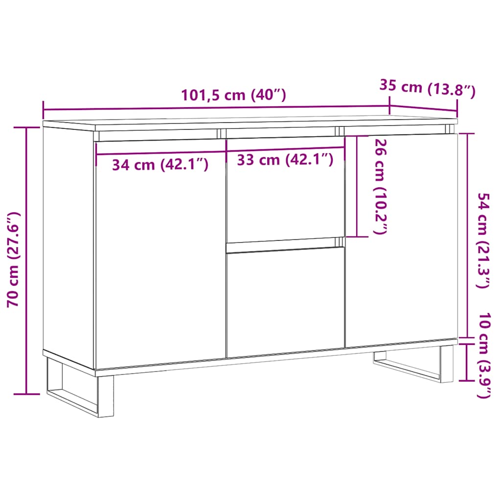 Sideboard 101.5X35X70 Cm Engineered Wood