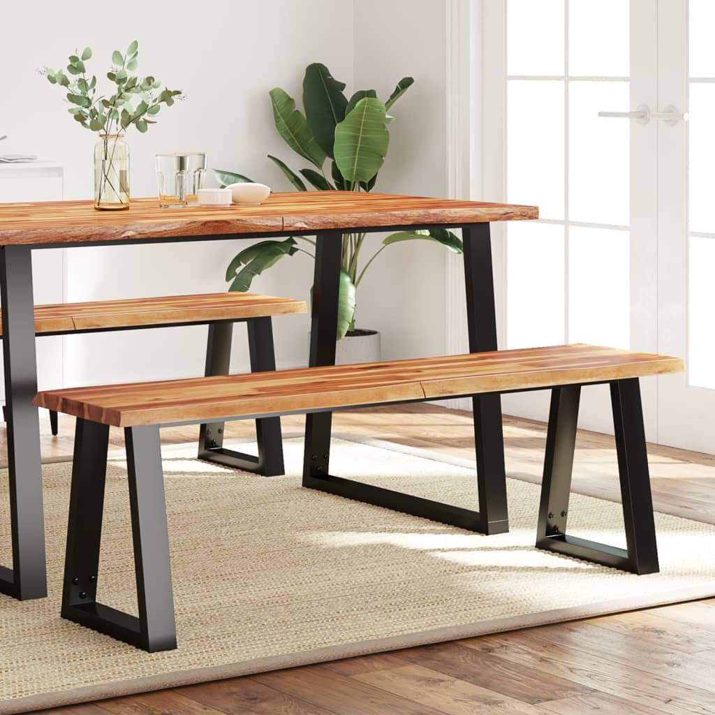 Bench With Live Edge Solid Wood Acacia