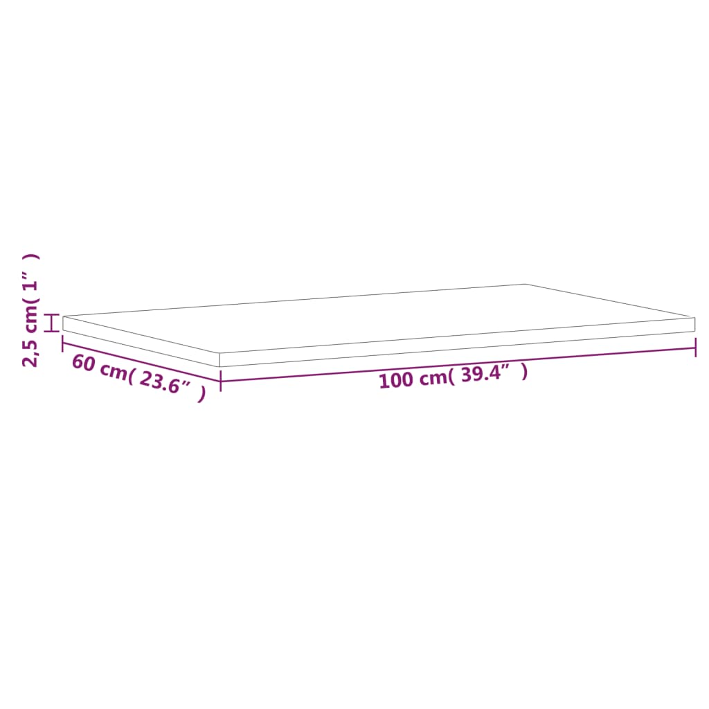 Table Top Rectangular Solid Wood Beech