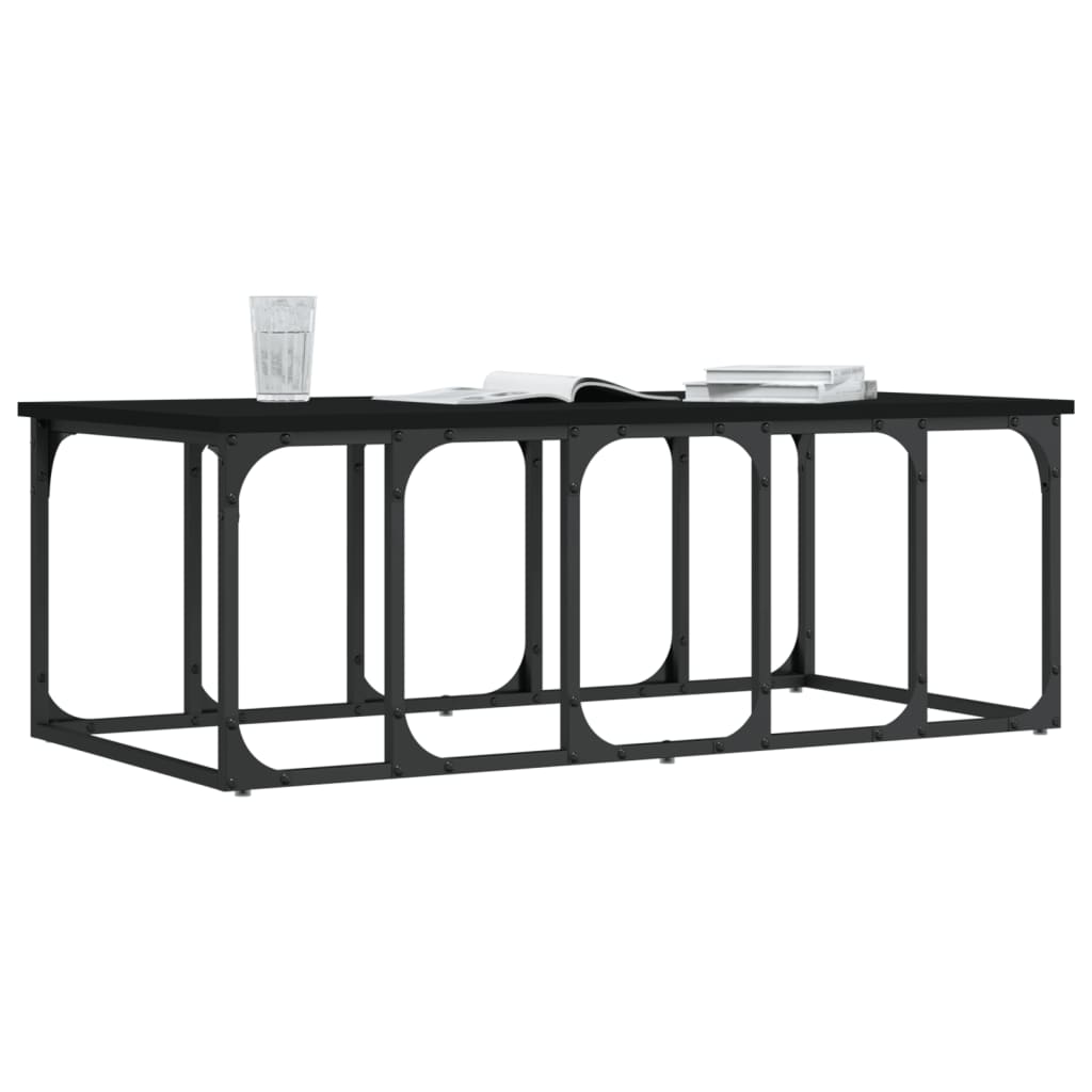 Coffee Table 100X50X35.5 Cm Engineered Wood Black Smoked Oak Grey Sonoma Metal 1