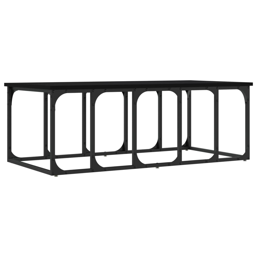 Coffee Table 100X50X35.5 Cm Engineered Wood Black Smoked Oak Grey Sonoma Metal 1