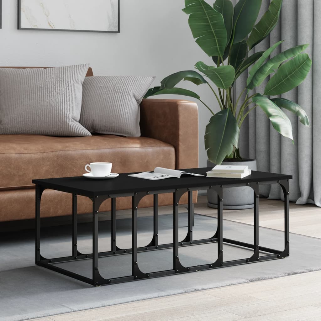 Coffee Table 100X50X35.5 Cm Engineered Wood black smoked oak grey sonoma metal 1