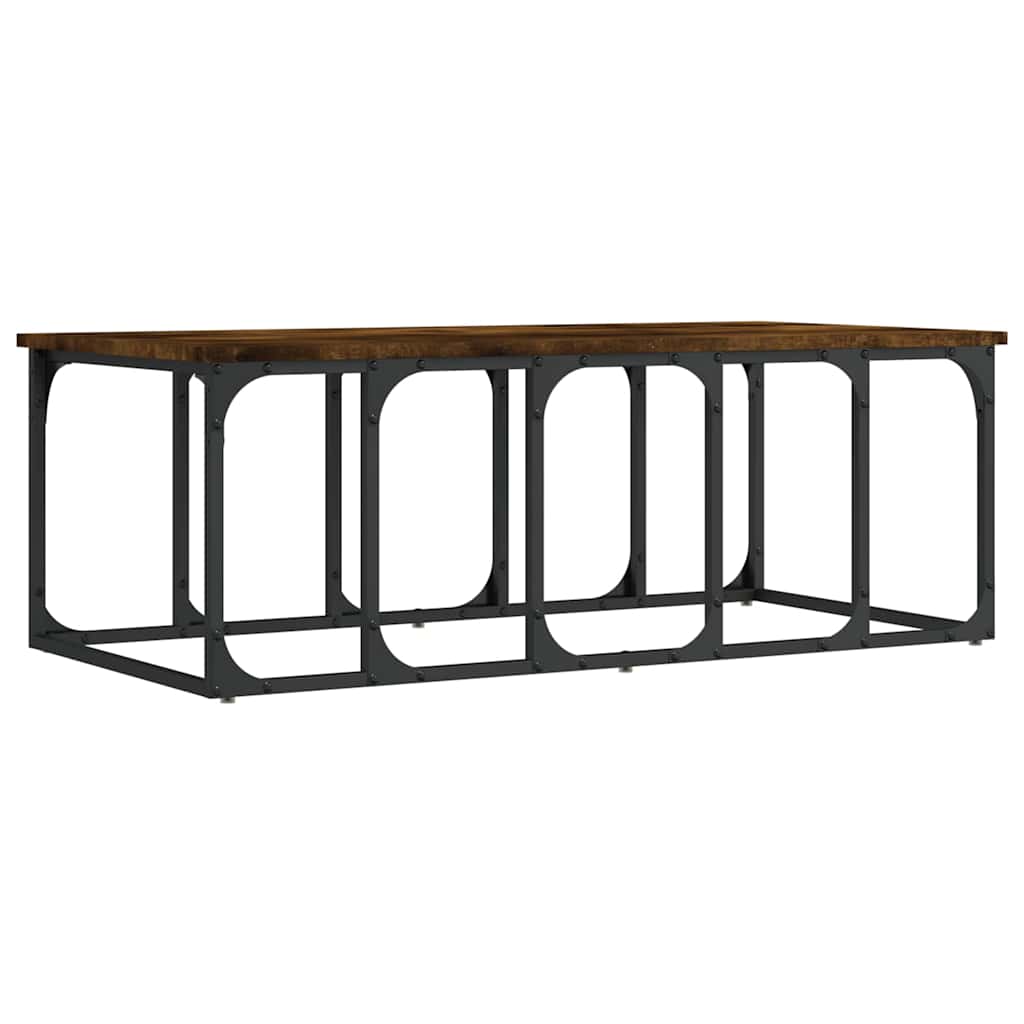 Coffee Table 100X50X35.5 Cm Engineered Wood Black Smoked Oak Grey Sonoma Metal 1