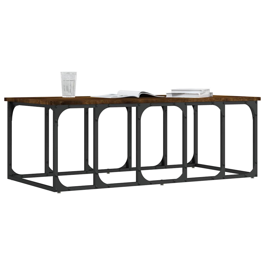 Coffee Table 100X50X35.5 Cm Engineered Wood black smoked oak grey sonoma metal 1