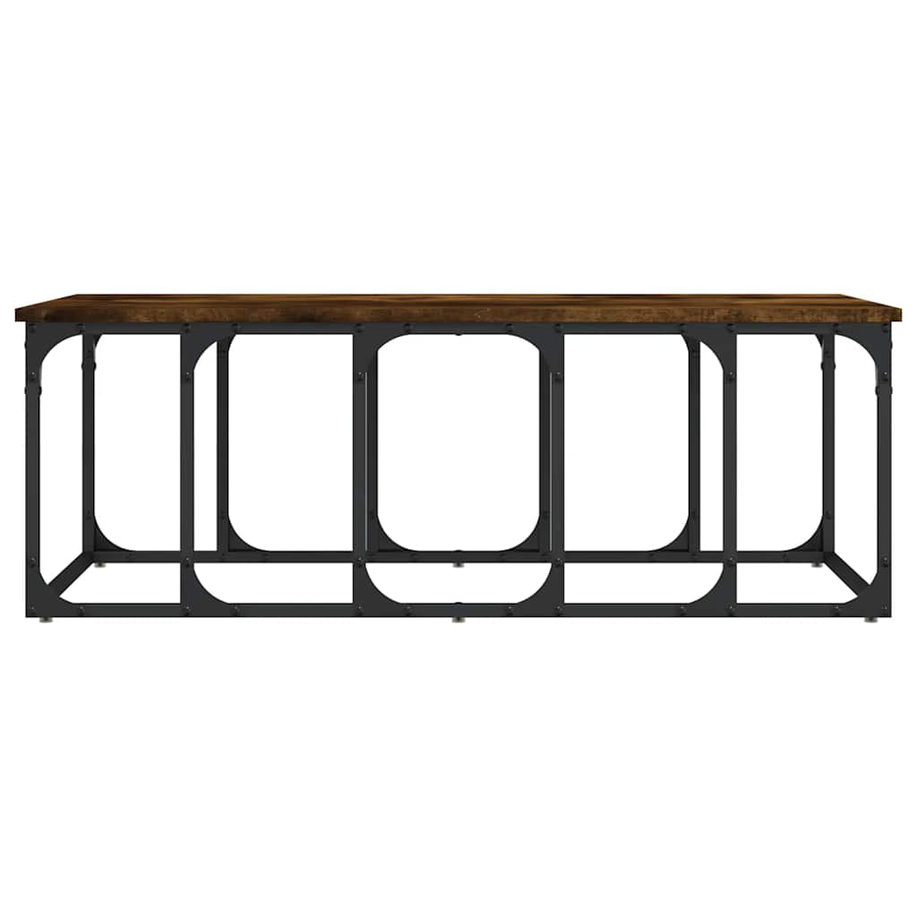 Coffee Table 100X50X35.5 Cm Engineered Wood Black Smoked Oak Grey Sonoma Metal 1