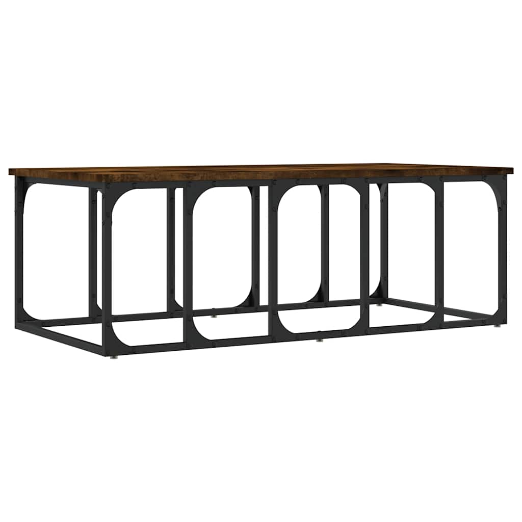Coffee Table 100X50X35.5 Cm Engineered Wood Black Smoked Oak Grey Sonoma Metal 1