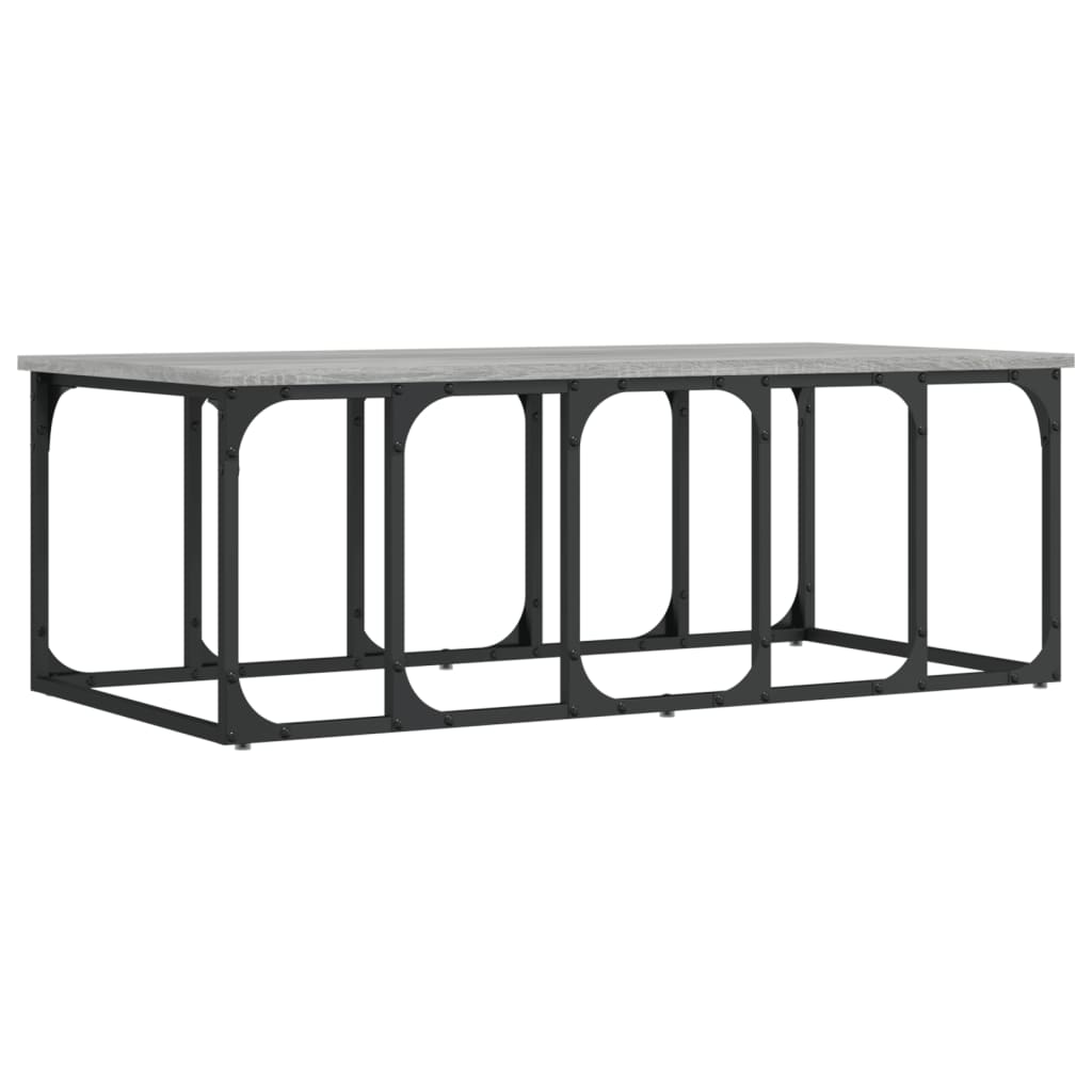 Coffee Table 100X50X35.5 Cm Engineered Wood black smoked oak grey sonoma metal 1