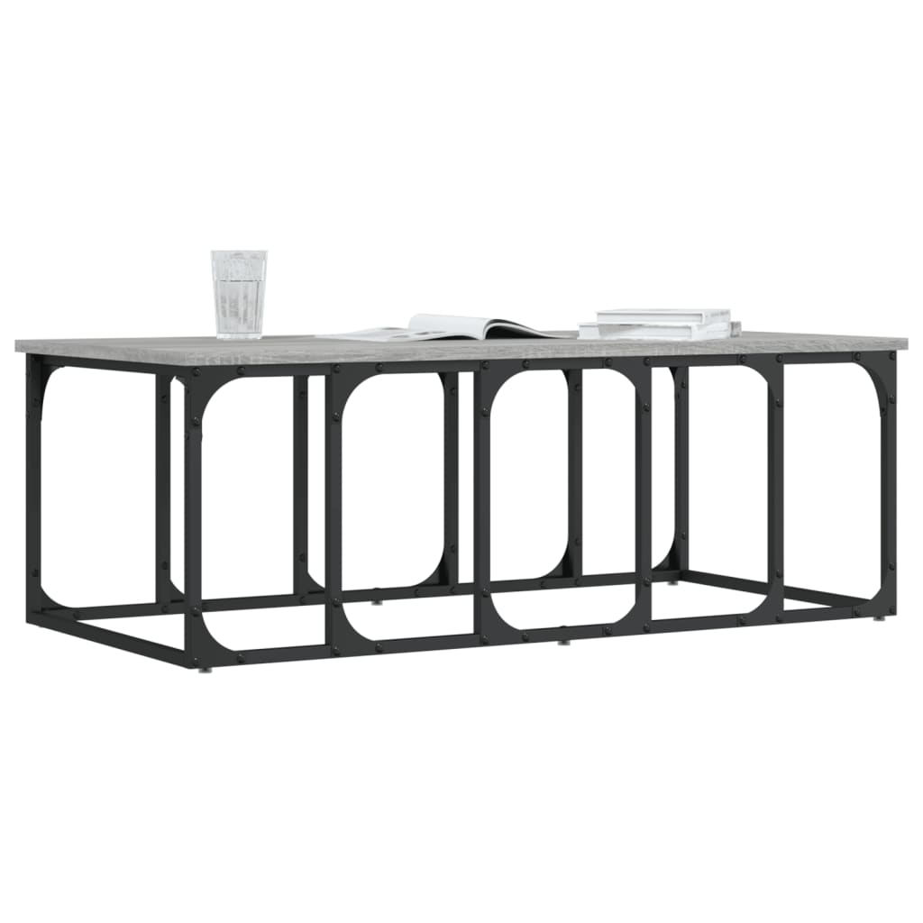 Coffee Table 100X50X35.5 Cm Engineered Wood black smoked oak grey sonoma metal 1