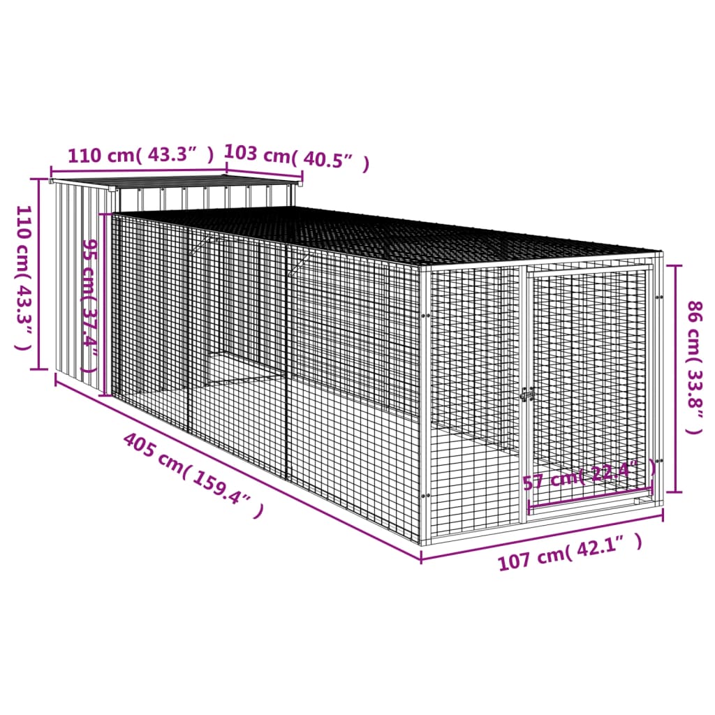 Small Animal Habitats & Cages Large Chicken Coop Cage Run Galvanised Steel Hen H