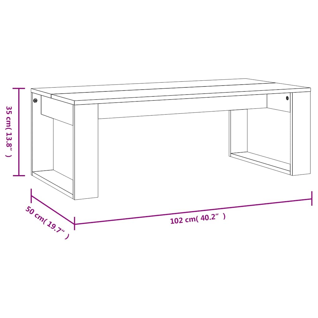 Coffee Table 102X50X35 Cm Engineered Wood White Concrete Grey Smoked Oak Black 1