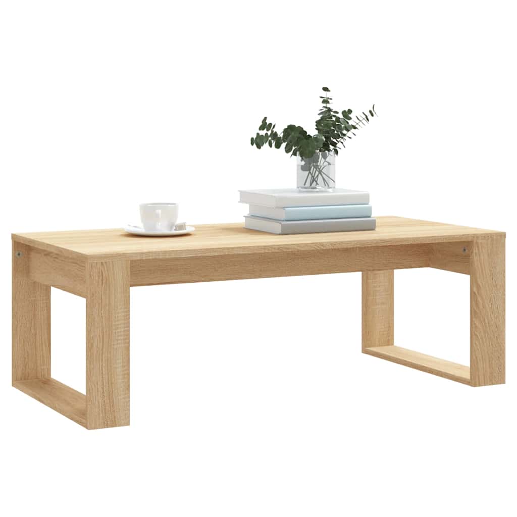 Coffee Table 102X50X35 Cm Engineered Wood White Concrete Grey Smoked Oak Black 1