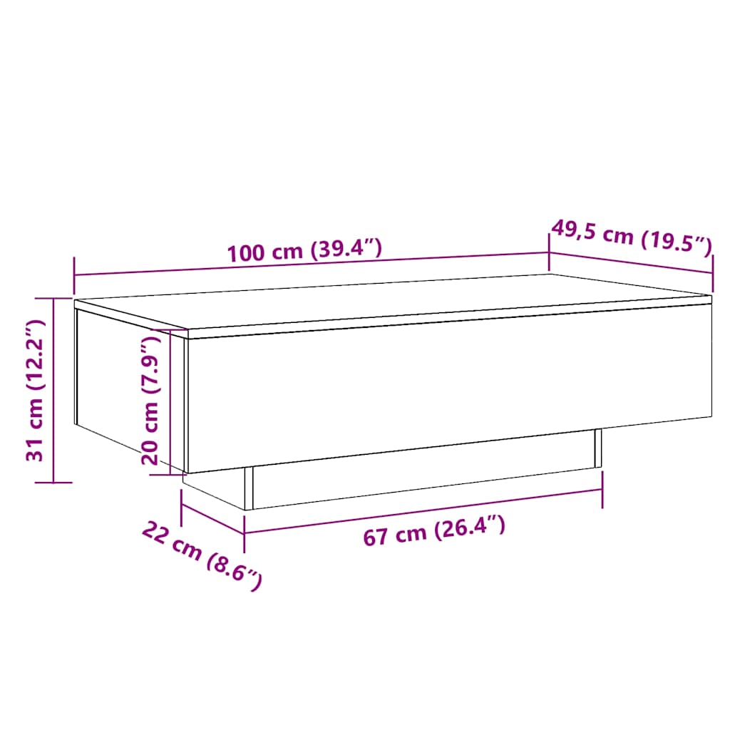 Coffee Table 100X49.5X31 Cm Engineered Wood