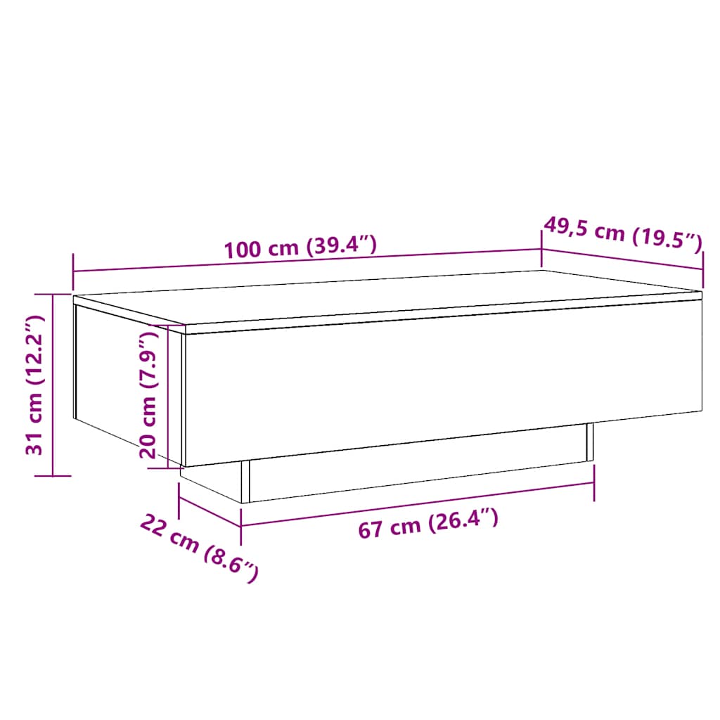 Coffee Table 100X49.5X31 Cm Engineered Wood