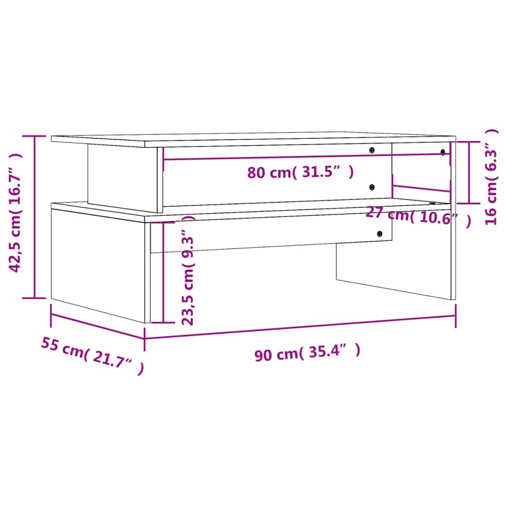 Coffee Table 90X55X42.5 Cm Engineered Wood