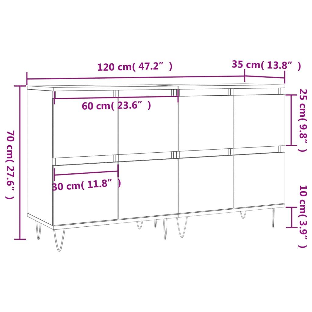 Sideboards 2 Pcs Engineered Wood