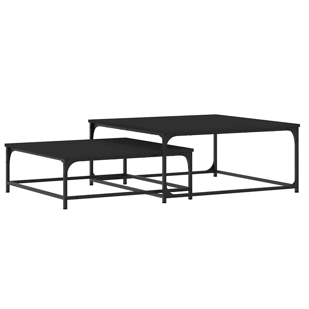 Coffee Table Nesting Tables 2 Pcs Engineered Wood Black Artisan Oak Black Oak 80