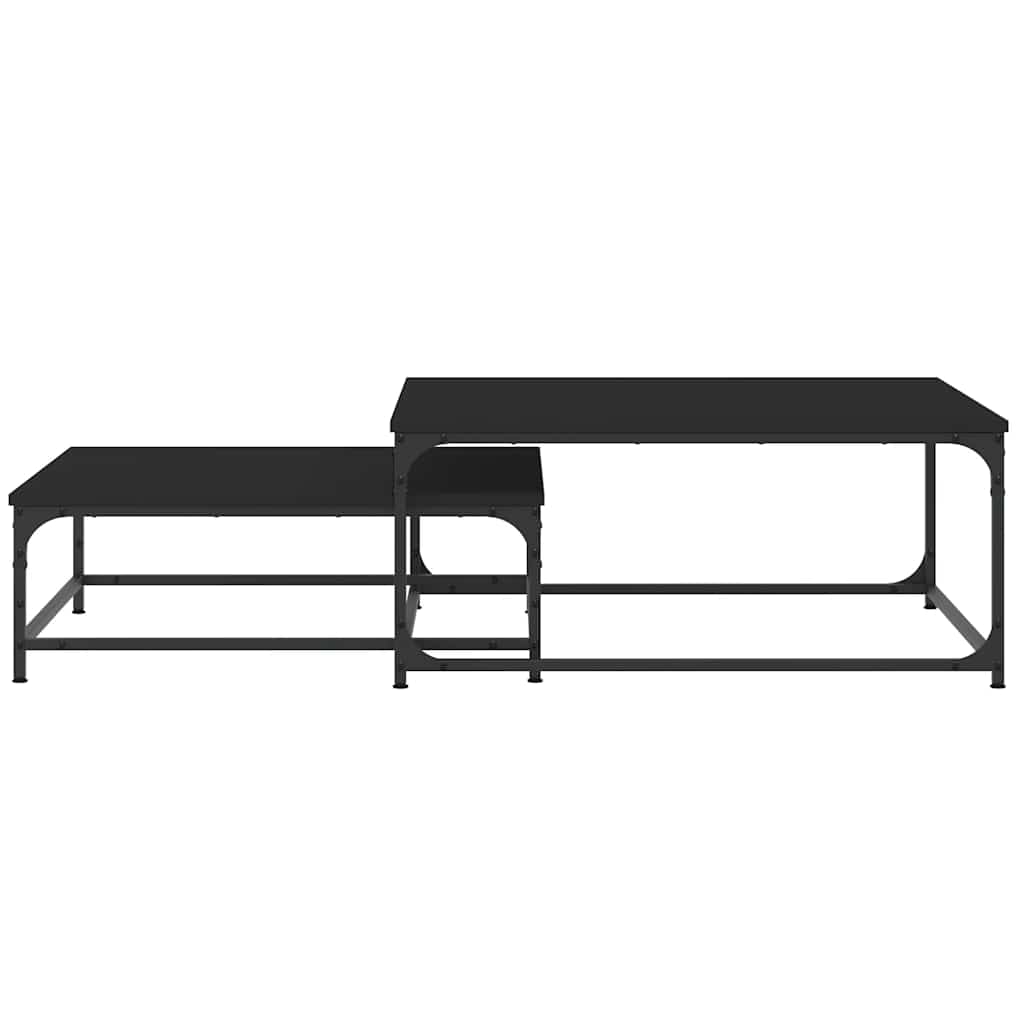 Coffee Table Nesting Tables 2 Pcs Engineered Wood Black Artisan Oak Black Oak 80