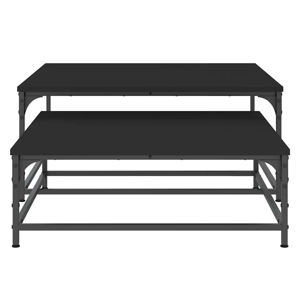 Coffee Table Nesting Tables 2 Pcs Engineered Wood Black Artisan Oak Black Oak 80