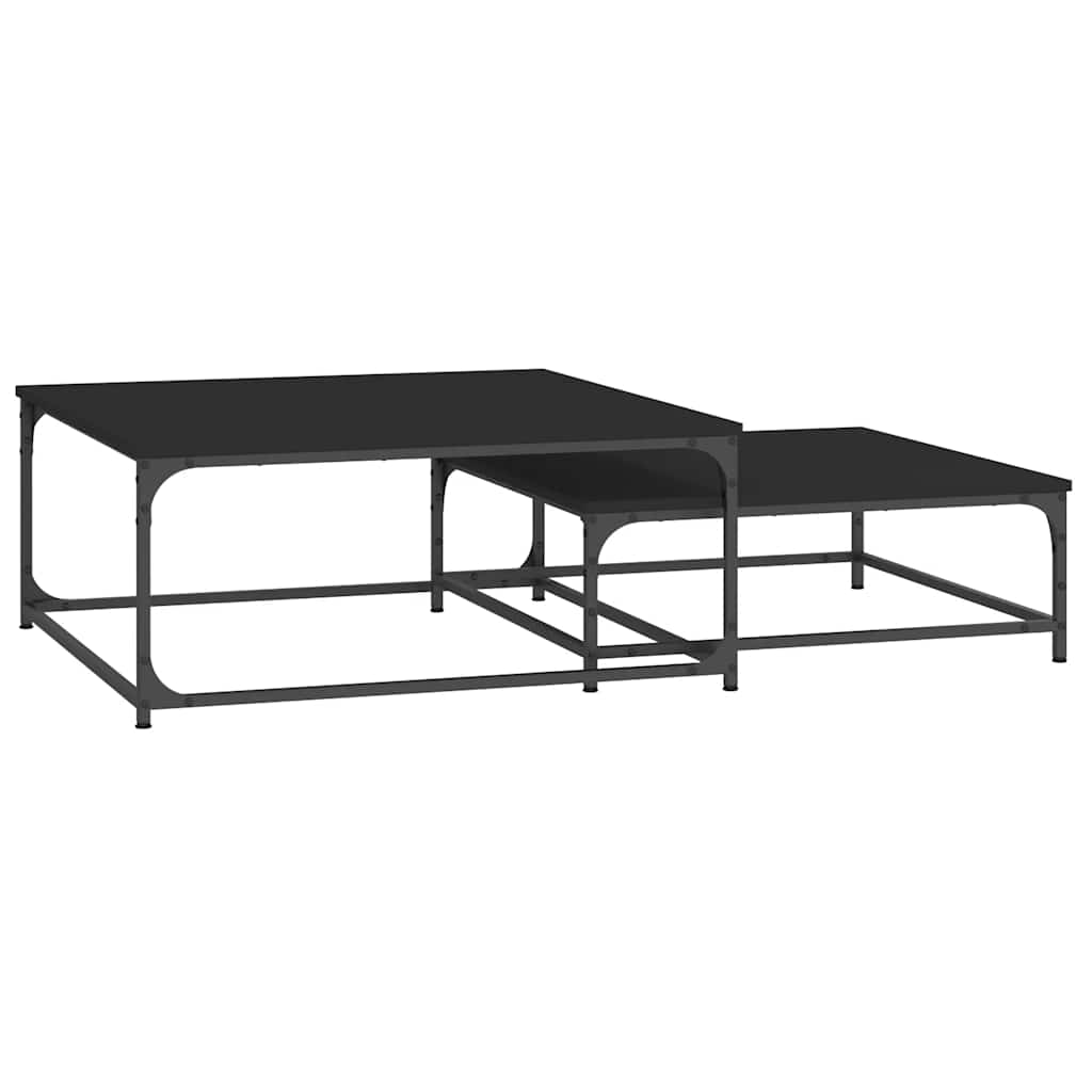 Coffee Table Nesting Tables 2 Pcs Engineered Wood Black Artisan Oak Black Oak 80