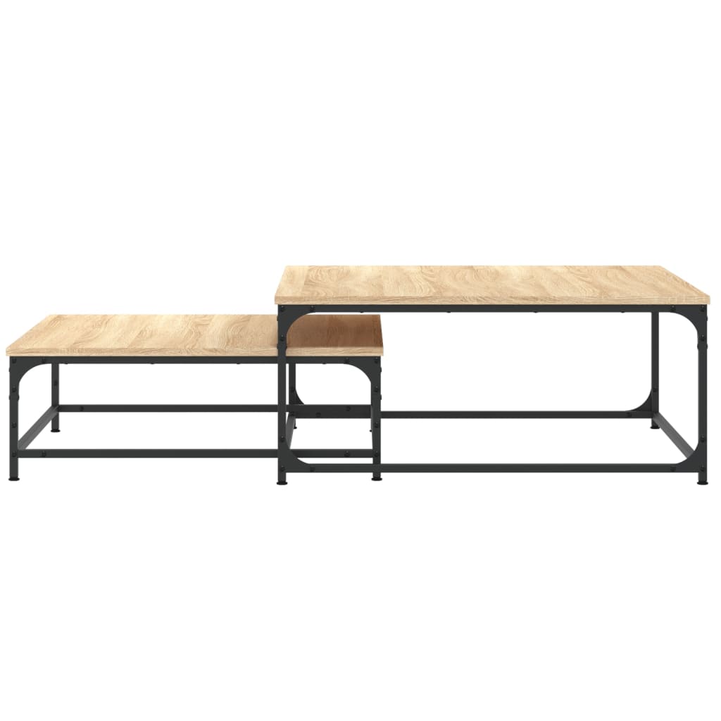 Coffee Table Nesting Tables 2 Pcs Engineered Wood Black Artisan Oak Black Oak 80