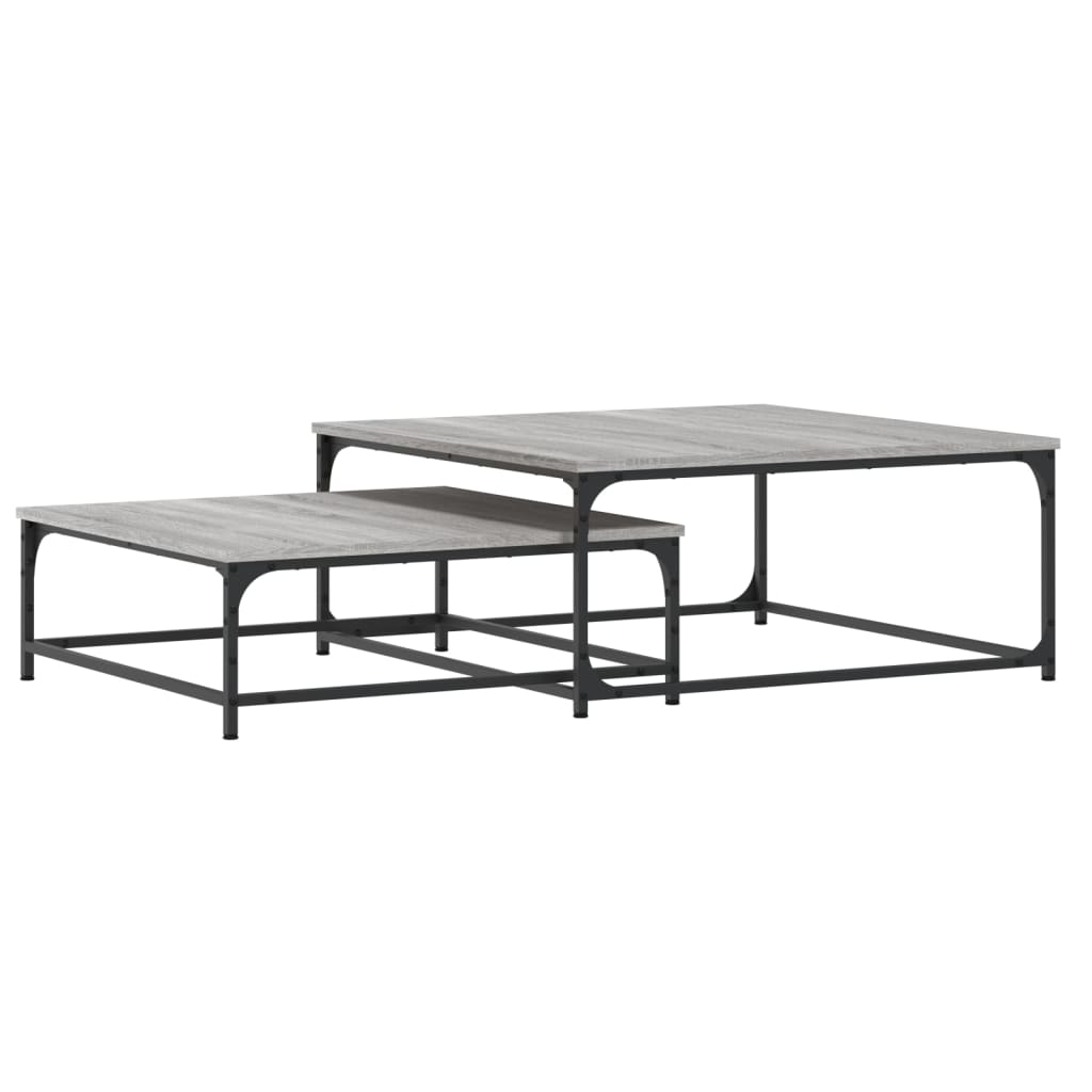 Coffee Table Nesting Tables 2 Pcs Engineered Wood Black Artisan Oak Black Oak 80