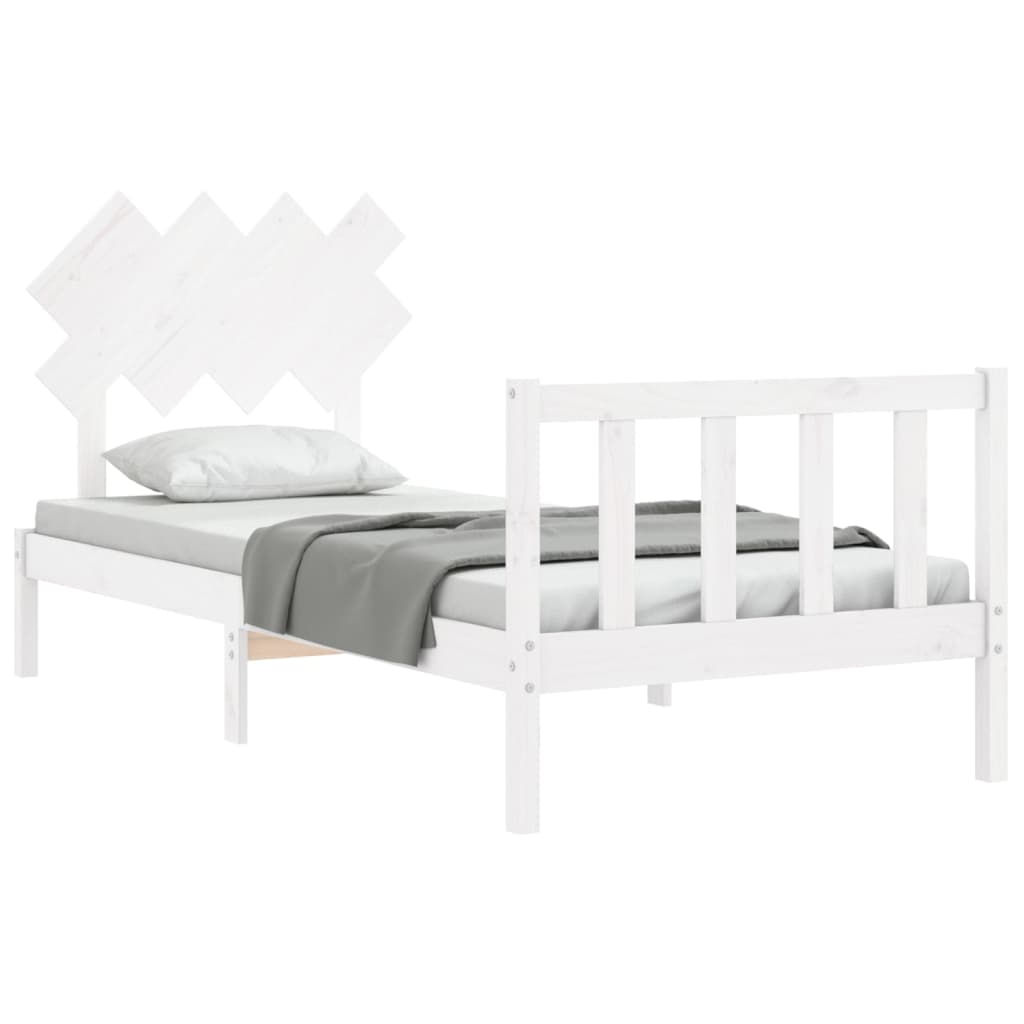 Bed Frame Without Mattress White Single Solid Wood Pine