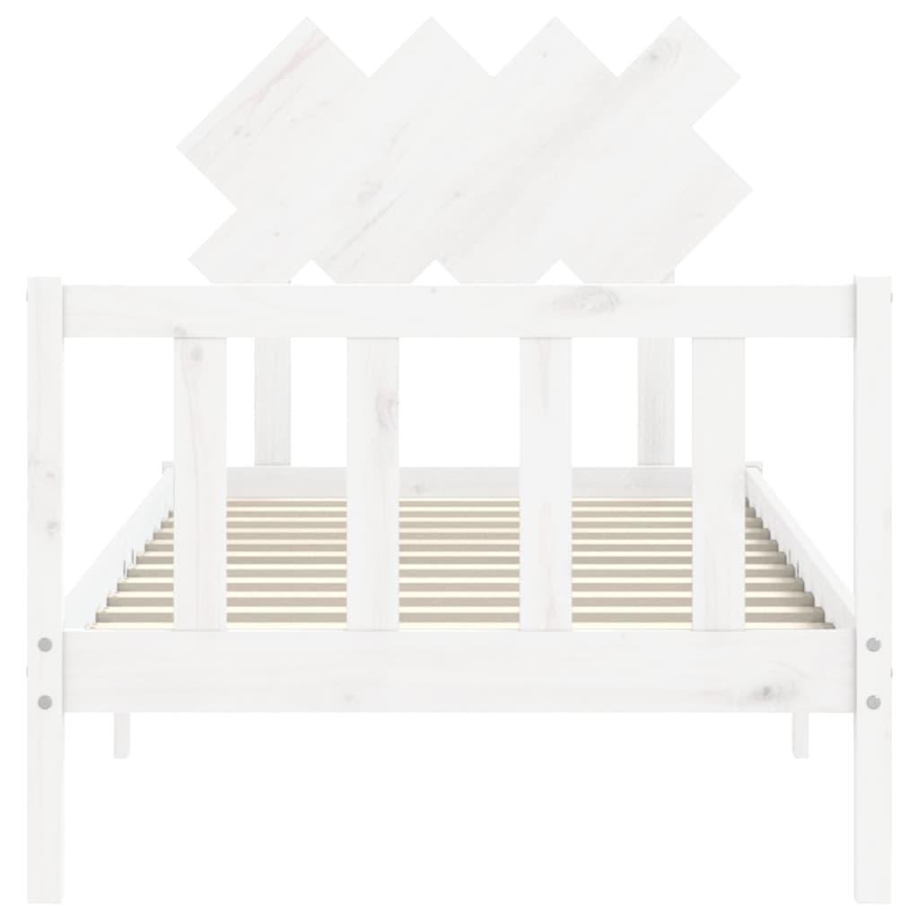 Bed Frame Without Mattress White Single Solid Wood Pine