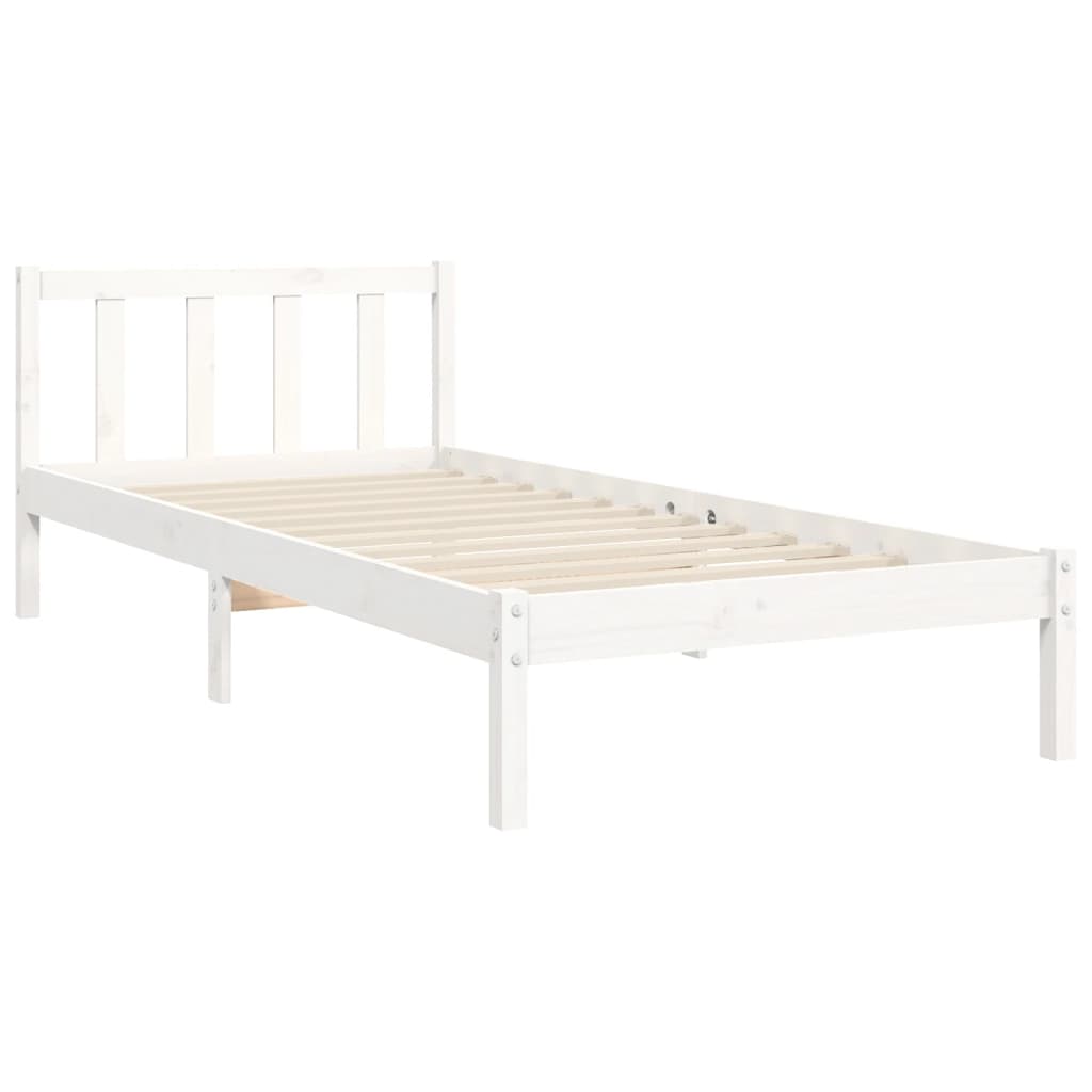 Bed Frame Without Mattress White Single Solid Wood Pine