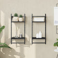 3-Tier Wall Shelves With Bars 2 Pcs