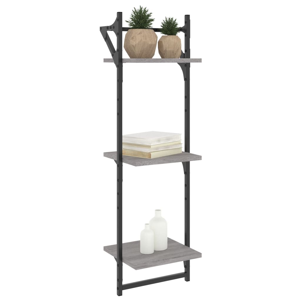 3-Tier Wall Shelves With Bars 2 Pcs