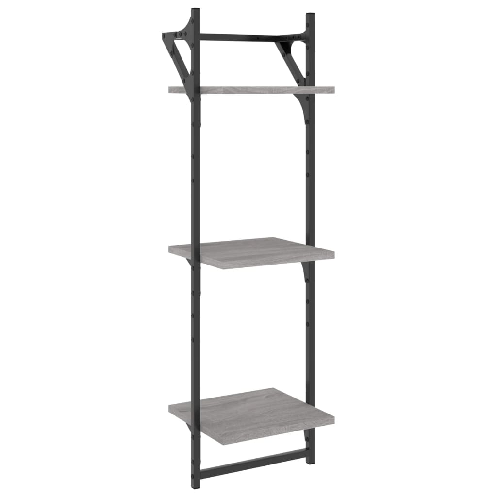3-Tier Wall Shelves With Bars 2 Pcs