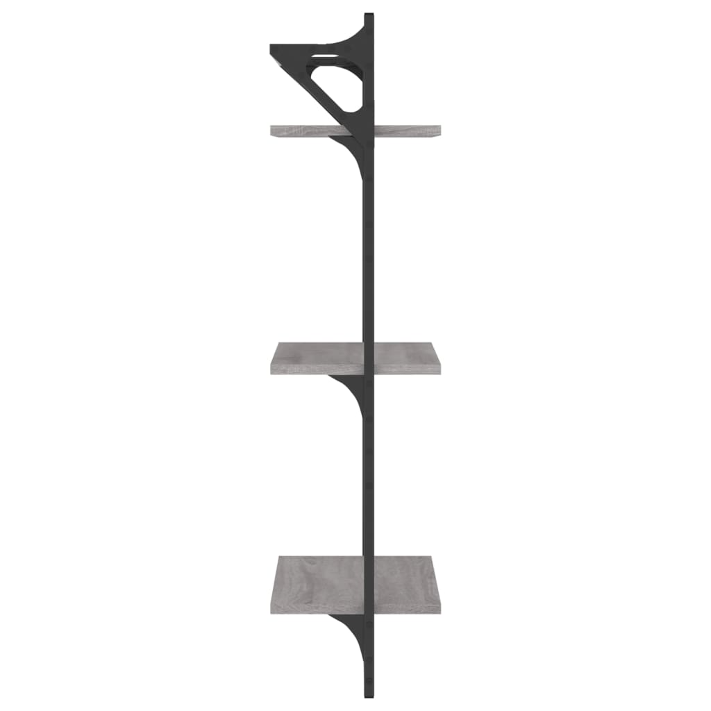 3-Tier Wall Shelves With Bars 2 Pcs