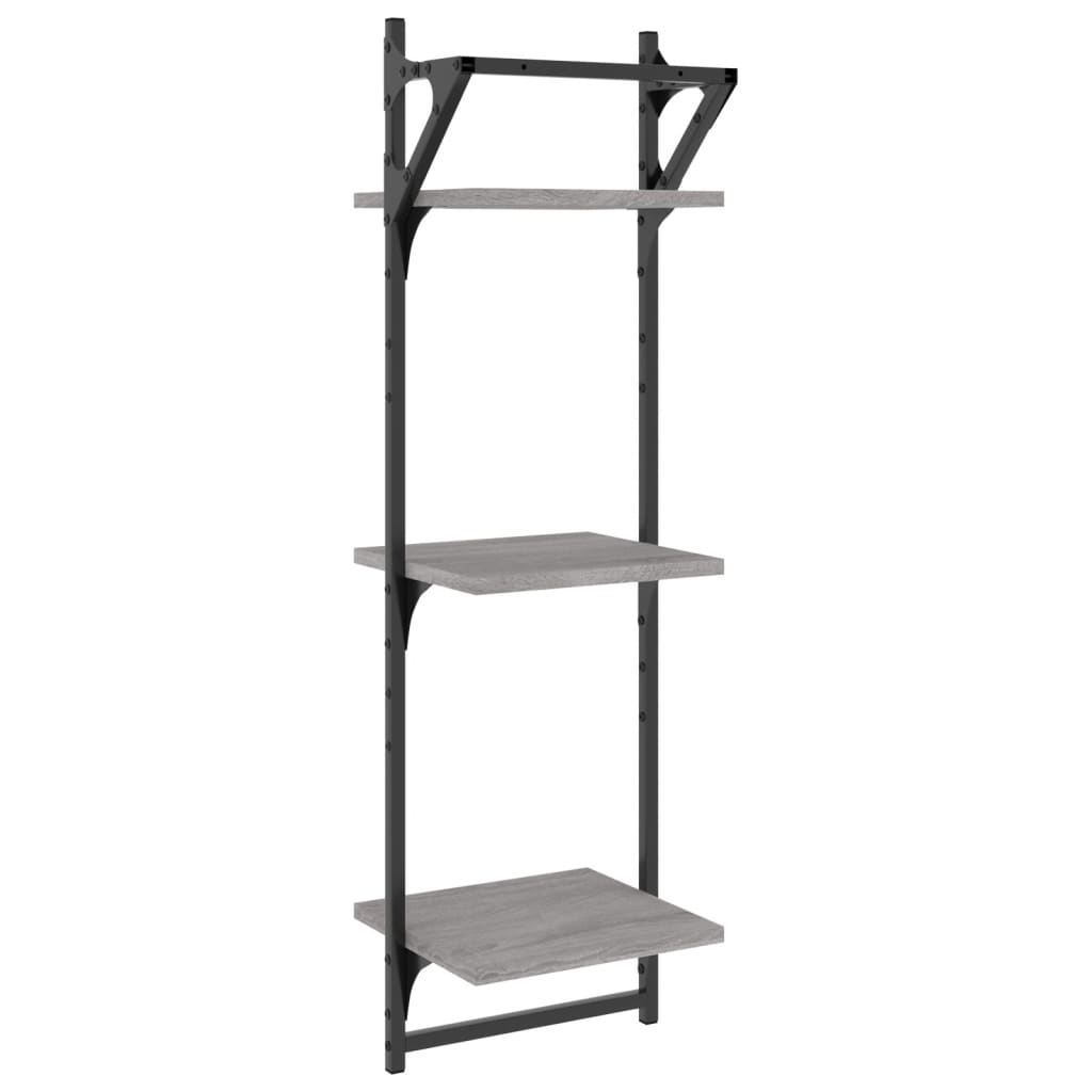 3-Tier Wall Shelves With Bars 2 Pcs