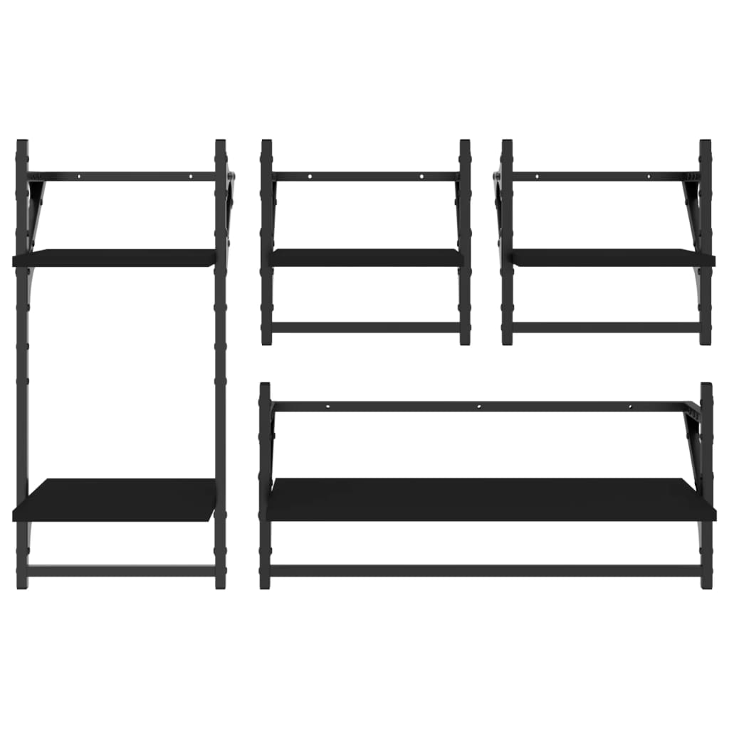 4 Piece Wall Shelf Set With Bars Engineered Wood