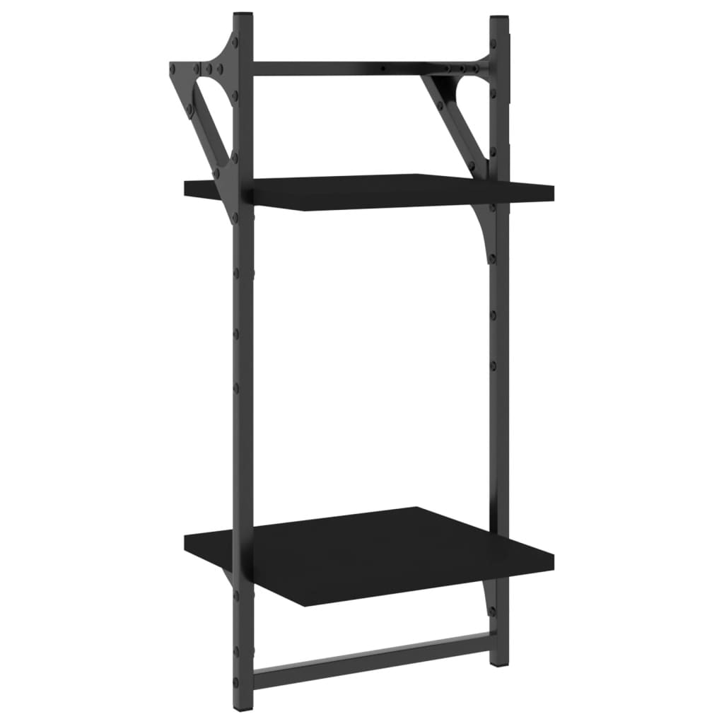 4 Piece Wall Shelf Set With Bars Engineered Wood