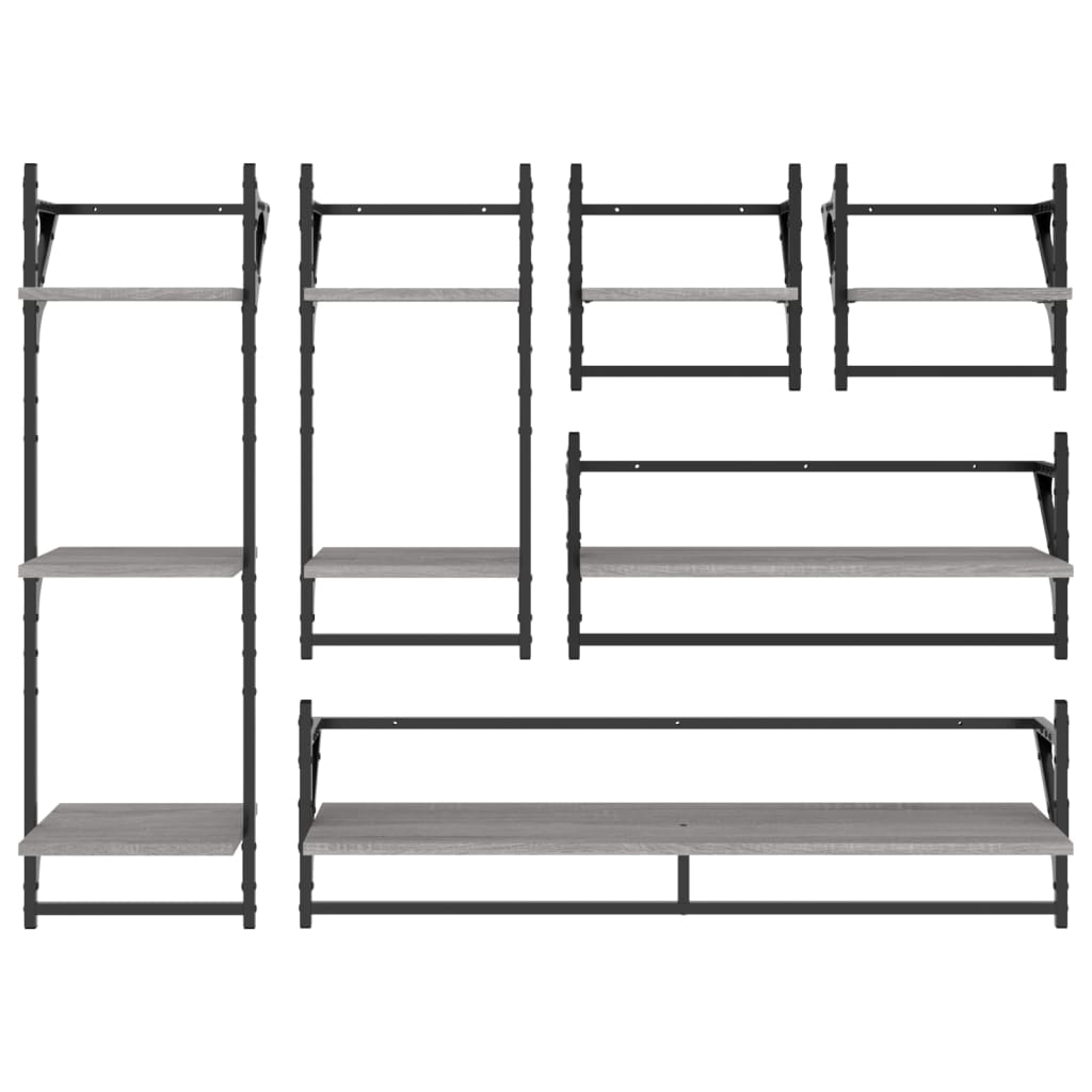 6 Piece Wall Shelf Set With Bars Engineered Wood