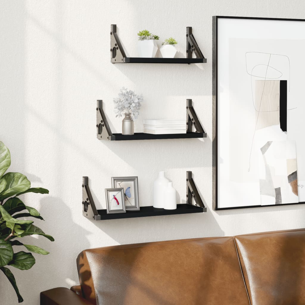 3 Piece Wall Shelf Set Engineered Wood