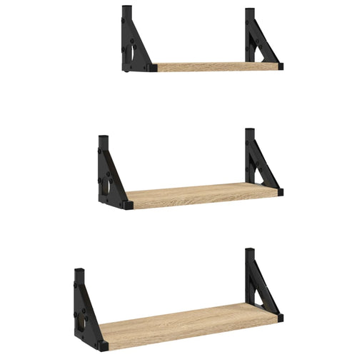 3 Piece Wall Shelf Set Engineered Wood