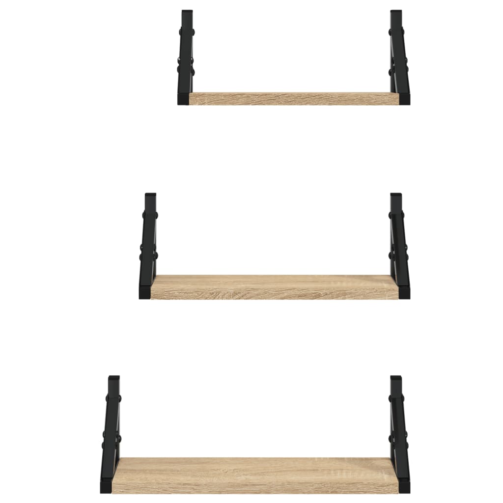 3 Piece Wall Shelf Set Engineered Wood