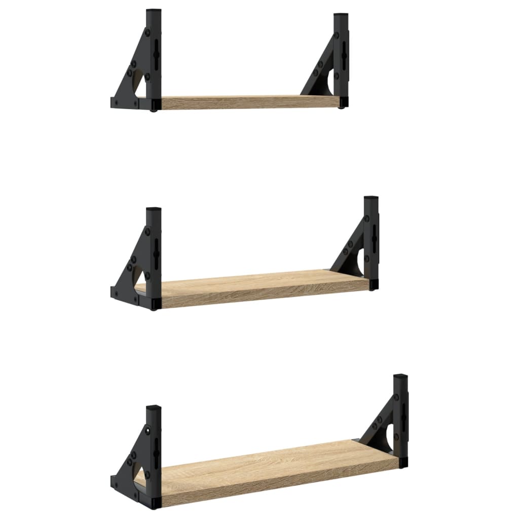 3 Piece Wall Shelf Set Engineered Wood