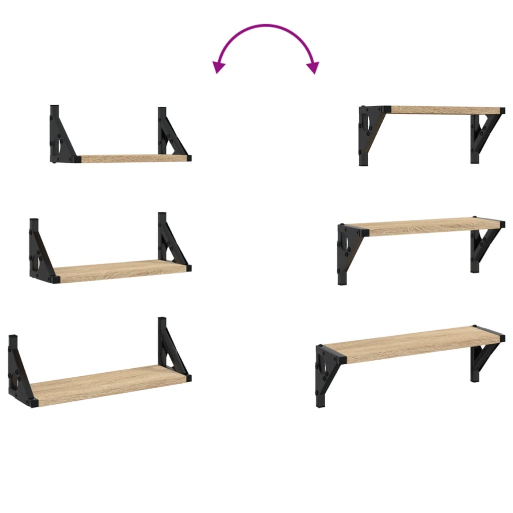 3 Piece Wall Shelf Set Engineered Wood