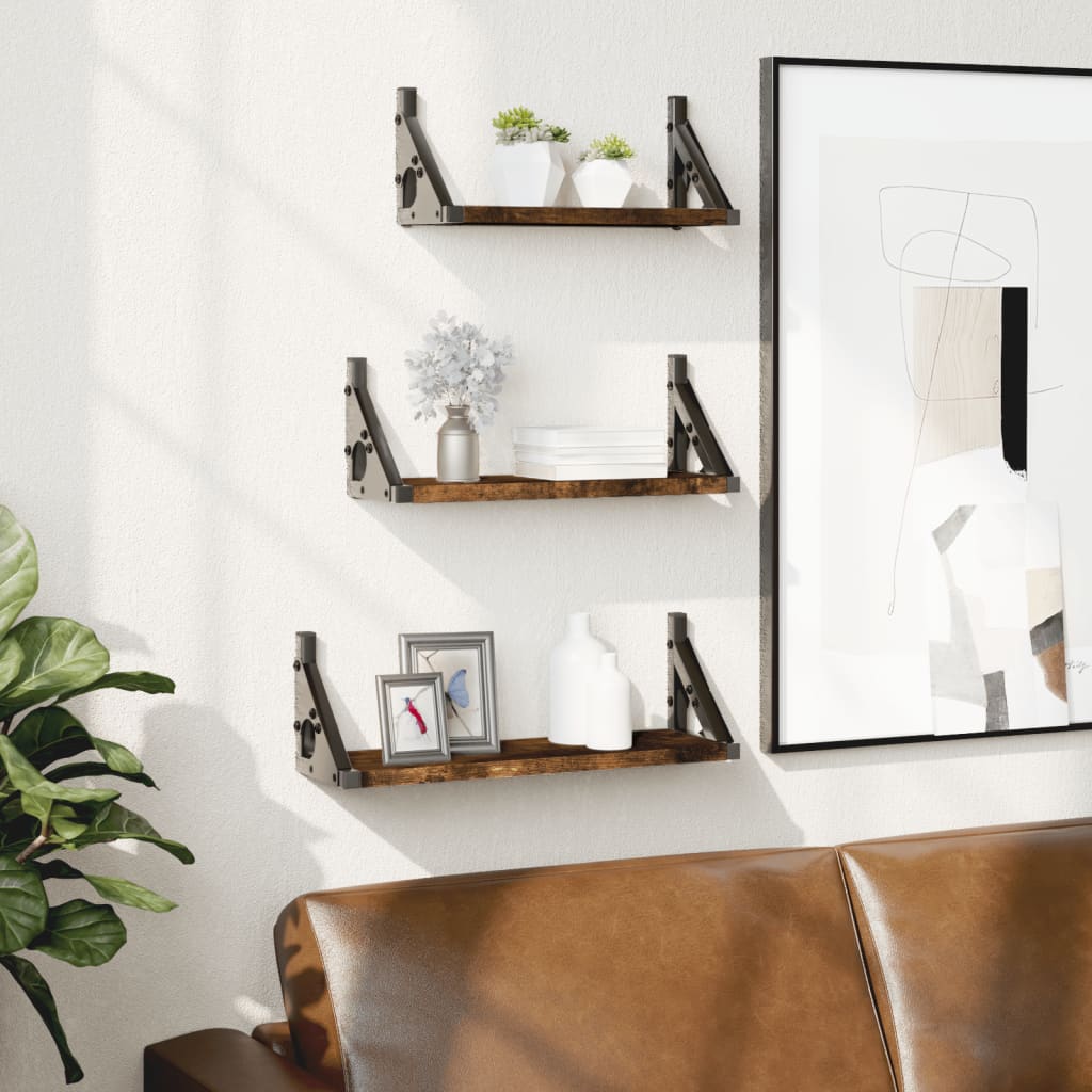 3 Piece Wall Shelf Set Engineered Wood