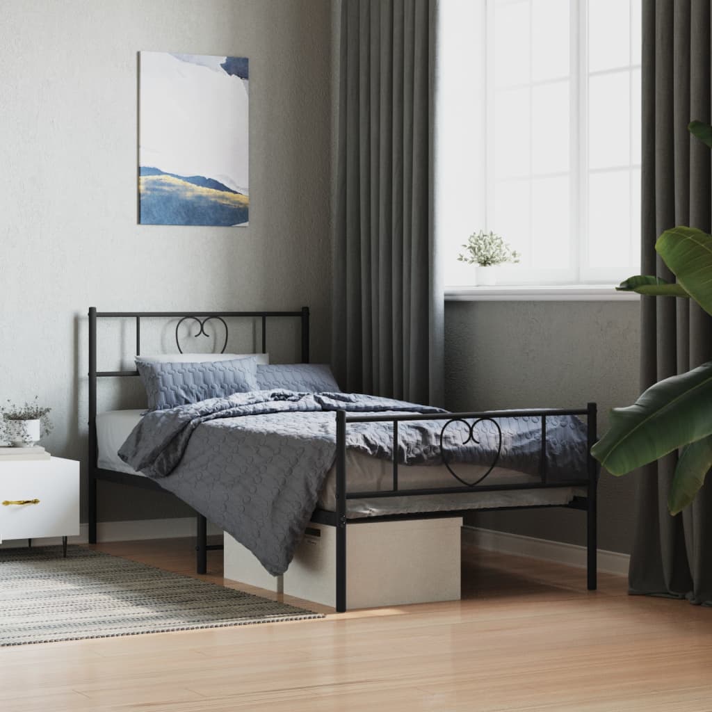 Metal Bed Frame Without Mattress With Footboard 80X200Cm