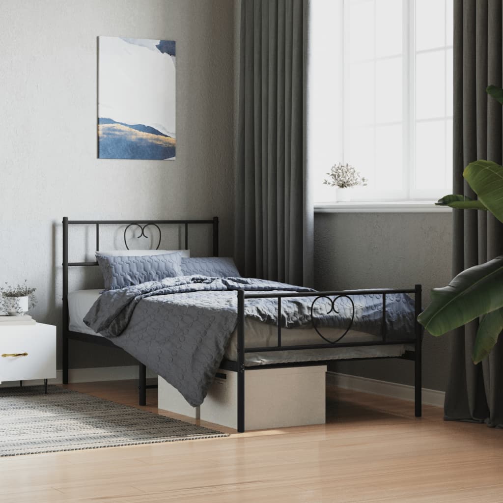 Metal Bed Frame Without Mattress With Footboard 80X200Cm