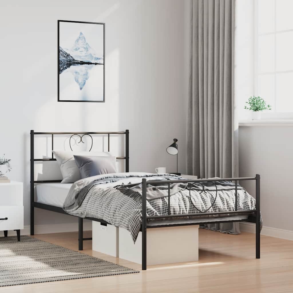 Metal Bed Frame Without Mattress With Footboard 80X200Cm